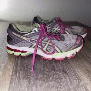 Asics GT 1000 4 Womens US Size 5.5 Gray Pink Green Running Sneaker Shoes T5A7N